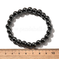 Эластичный браслет из синтетического гематита с круглыми бусинами BJEW-F203-10