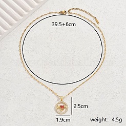 Ожерелья с подвеской в форме цветка из латуни с микропаве для женщин&nbsp;GH1932-1