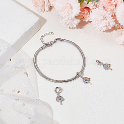 1 шт. 925 европейских подвески из стерлингового серебра с кубическими цирконами STER-BBC0005-74