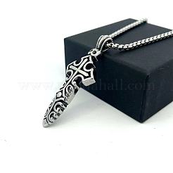 Винтажный кулон в виде креста и короткого меча из нержавеющей стали 304 для мужчин.&nbsp;HZ0891