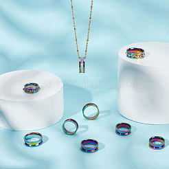 14 шт. набор из 7 колец из нержавеющей стали с канавками&nbsp;RJEW-UN0002-71MC