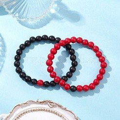 2шт. 2-х цветные синтетические бирюзовые браслеты с бусинами для женщин и мужчин&nbsp;BJEW-JB11547