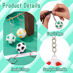 6шт 6 цвета пластиковый брелок-подвеска в виде футбольного мяча&nbsp;KEYC-TA0001-60