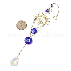 Подвесные украшения из солнечной латуни и лэмпворк ручной работы от сглаза HJEW-JM02024