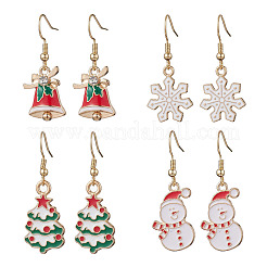 4 пара сережек-подвесок из сплава с эмалью EJEW-JE06531