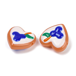 Нити бусин-лэмпворк в форме сердца ручной работы LAMP-P069-04B-03