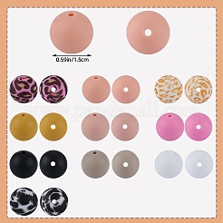 70шт 10 стиля печатные круглые силиконовые фокусные бусины SIL-SZ0002-37
