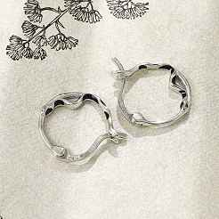 S925 серьги-кольца из стерлингового серебра для женщин EJEW-K307-01P