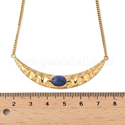 Ожерелья с подвеской в виде новолуния из нержавеющей стали 304 с натуральным лазуритом&nbsp;NJEW-H071-01G