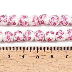 Ручной цветок печатных фарфоровые керамические бусины нити&nbsp;PORC-M005-8mm-03