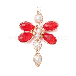 4 шт. подвески-соединители из стеклянных бусин в виде стрекозы&nbsp;PALLOY-TA00315