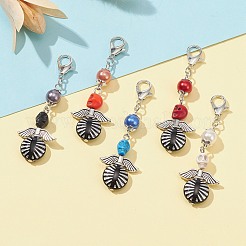 Окрашенные синтетические бирюзовые подвески в виде черепа HJEW-JM01179