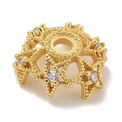 Стойка металлизированная звезда латунная микропаве прозрачные кубические циркониевые бусины колпачки KK-L224-028G