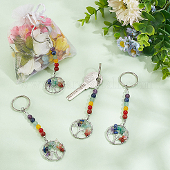 Плоский круглый латунный брелок с древом жизни KEYC-AB00077