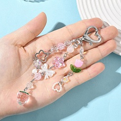 Клубничный акрил и лэмпворк ручной работы и стеклянные подвесные украшения&nbsp;HJEW-YW00119