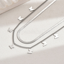 Женские двухслойные ожерелья с кисточками в виде бабочек из нержавеющей стали 201 MM9715