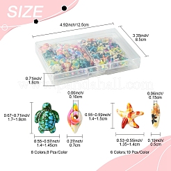 124 шт. 14 вида синтетических бирюзовых бусин G-FS0005-88