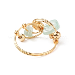 Натуральная смешанная каменная крошка с латунным кольцом на палец RJEW-JR00515