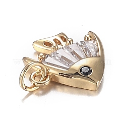 Прозрачные латунные брелоки с черным фианитом ZIRC-F120-054G