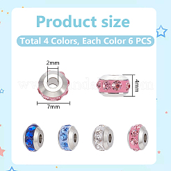 24 шт. 4 цвета 304 нержавеющая сталь полимерная глина стразы бусины STAS-UN0063-79