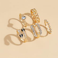 Комплекты колец из цинкового сплава со стразами для женщин FS-WG6B301-01