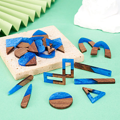 20шт 10 стиля подвески из прозрачной смолы и орехового дерева&nbsp;RESI-TA0003-21