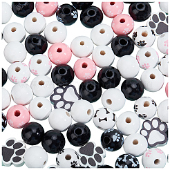 210шт деревянные европейские бусины с принтом OPDL-PA0001-03