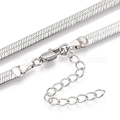 Латунные ожерелья с плоской змеиной цепочкой для женщин и мужчин NJEW-N054-05P