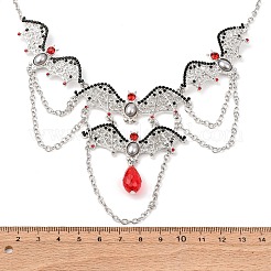 Женские ожерелья-нагрудники с сиамскими стразами в виде летучей мыши на Хэллоуин NJEW-P340-02P