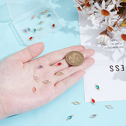 24 шт. 12-х цветные латунные подвески-соединители с граненым стеклом&nbsp;KK-UN0005-53