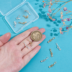 12 шт. застежки-крючки и S-образные крючки из латуни с микропаве из прозрачного кубического циркония двух цветов KK-PH0013-34