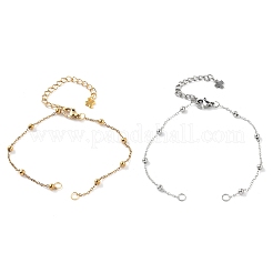 2 шт. 2 цвета 304 нержавеющая сталь круглый шарик кабель цепь браслет изготовление AJEW-JB01331