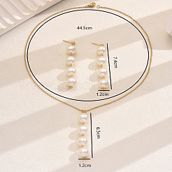 Элегантные комплекты из нержавеющей стали и круглого пластикового искусственного жемчуга с серьгами-гвоздиками и ожерельями для женщин QM1895