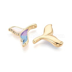 Подвески из латуни с микропаве из кубических цирконий и ракушек&nbsp;KK-T072-38G