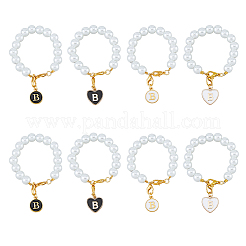 Сердце/плоское круглое украшение с подвеской из эмали из сплава с буквой B&nbsp;HJEW-AB00692