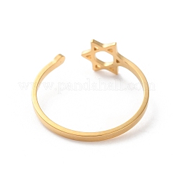 Нержавеющая сталь 304 со стразами открытые кольца для женщин RJEW-S240-01G