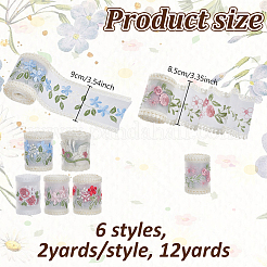 12 ярд полиэстеровой шелковой ленты для вышивки 6 стилей DIY-NB0014-02A
