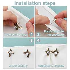 8 пара двухцветных регулируемых джинсовых булавок из цинкового сплава и смолы&nbsp;FIND-FH0016-81