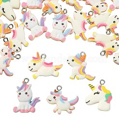 40шт 5 стиля подвески из непрозрачной смолы в виде единорога&nbsp;RESI-CJ0002-83