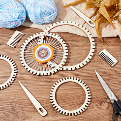 Наборы деревянных круговых ткацких станков в форме шестерни WOOD-WH0029-09