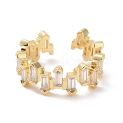 Прямоугольное открытое кольцо-манжета из прозрачного кубического циркония&nbsp;RJEW-P032-11G