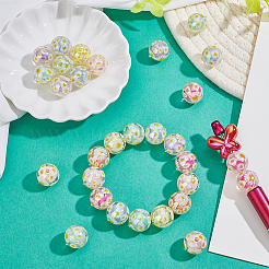 30 шт. прозрачных акриловых бусин с принтом&nbsp;MACR-PH0002-09