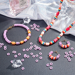 10 нить плоских круглых бусин из полимерной глины ручной работы&nbsp;CLAY-PH0001-44T