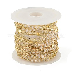 Цепочки из латуни в форме сердца и пластиковых жемчужных звеньев CHC-M025-34G