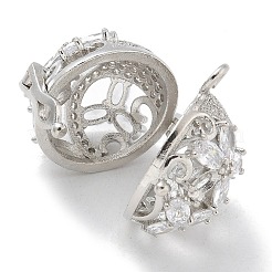 Подвески из латуни с покрытием из прозрачного кубического циркония с бусинами-клетками KK-L224-006P