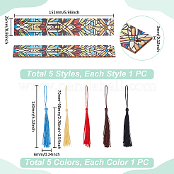 5 шт. прямоугольной формы деревянные закладки из фанеры тополя&nbsp;AJEW-UN0002-47A