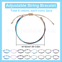 16шт. браслеты из двухцветного вощеного нейлонового шнура&nbsp;BJEW-SC0001-37