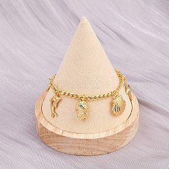 Браслеты с подвесками из нержавеющей стали 304&nbsp;BJEW-D359-04G