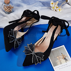 Украшение для обуви бантом из ткани со стразами&nbsp;FIND-WH0199-63B