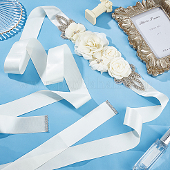 Цветок из горного хрусталя и свадебный пояс с имитацией жемчуга из АБС-пластика AJEW-WH0348-119B